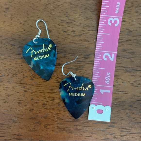 “Fender” Guitar Pick Earrings - Picture 3 of 3